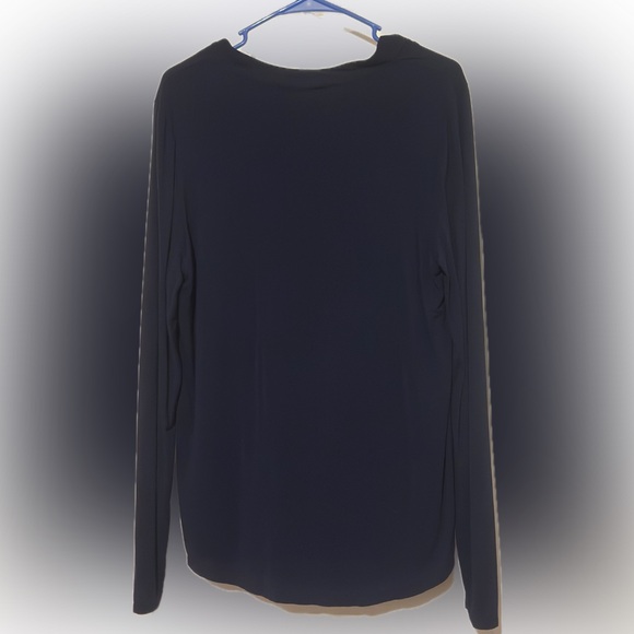 White House / Black Market Blouse Crossing Front Attached Camisole Navy Blue XL - Picture 3 of 9